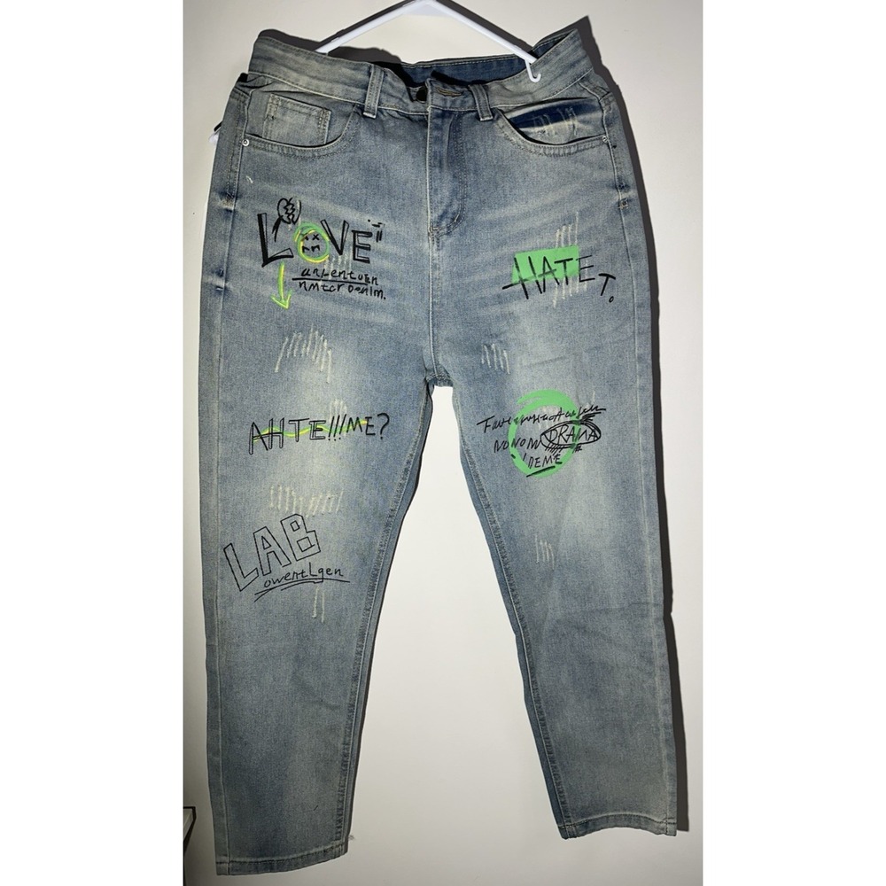 Graffiti Jeans Streetwear Women's Sz 30 (US 8/10) Hip Hop Distressed Denim NWT